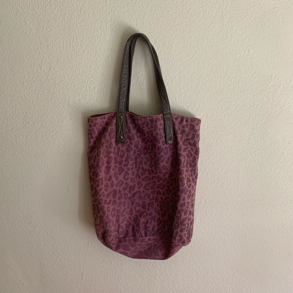 Free People Fuschia Leopard Print Tote Bag